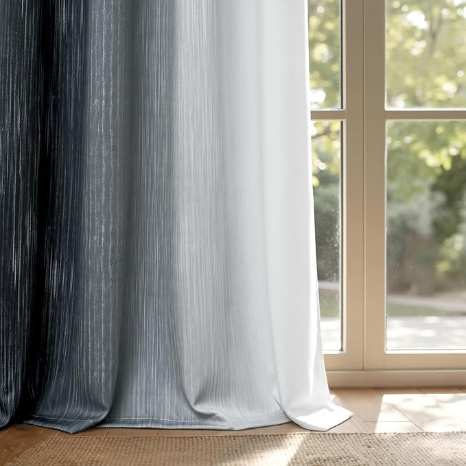 MIULEE Black and Greyish White Ombre Blackout Curtains, Full Room Darkening Thermal Insulated 72 Inches Long Drapes for Bedroom/Living Room Grommet Window Treatments Modern 52Wx72L, Set of 2