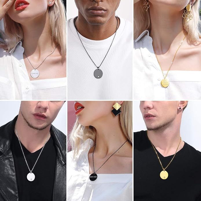 GOLDCHIC JEWELRY Personalized Birthstone Name Necklaces for Men Women, Engraved Family Names Necklace with Birthstone Vertical Bar Necklace, Pendant for Husband/Father/Grandma/Wife Birthday Gifts