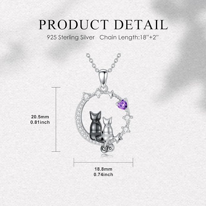 PELOVNY Teddy Bear Necklace for Women 925 Sterling Silver Bear/Highland Cow/Fox/Cat/Axolotl Birthstone Necklace Christmas Birthday Jewelry Gifts for Mom Daughter Wife Sister
