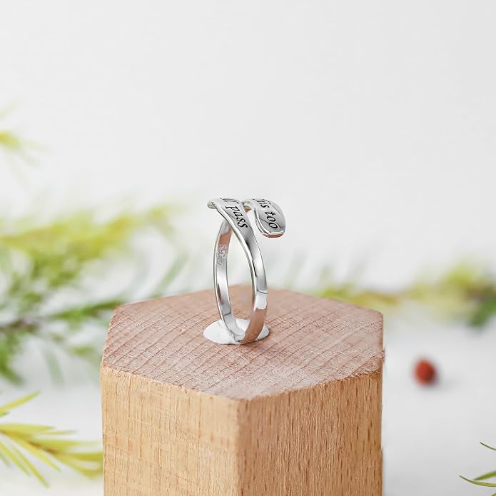 925 Sterling Silver Inspirational Adjustable Rings - Personality Encouragement Jewelry Gift For Women