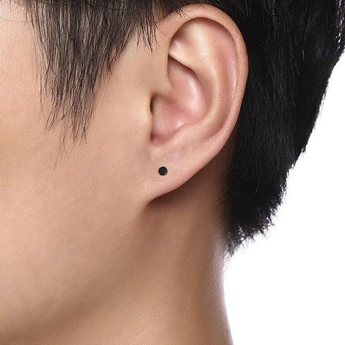 EPIRORA Sterling Silver Stud Earrings for Women Men- 4 Pairs of Hypoallergenic Simple Geometric Small Stud Earring Set Tiny Circle Triangle Square Bar Stud Earrings Mini Cartilage Tragus Earrings