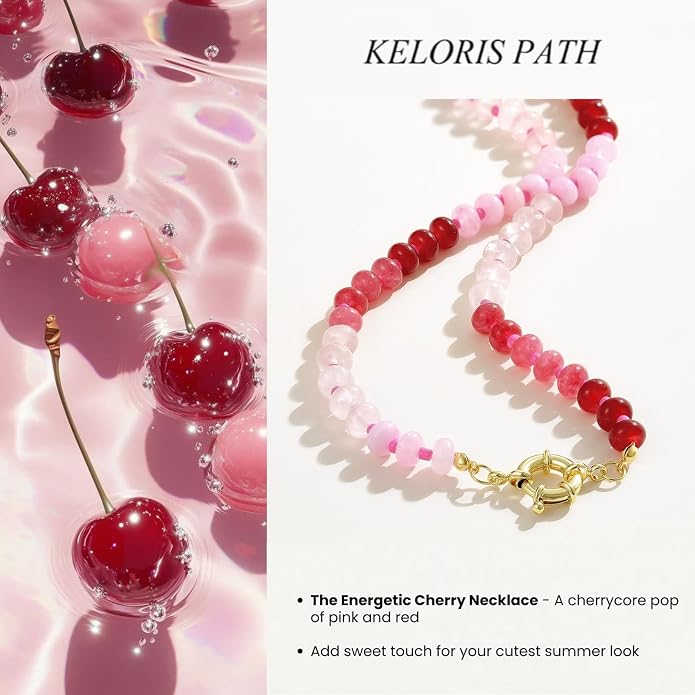 KELORIS PATH Beaded Gemstone Necklaces for Women, Boho Colorful Bead Choker Necklace, Natural Stone Handmade Summer Jewelry for Beach