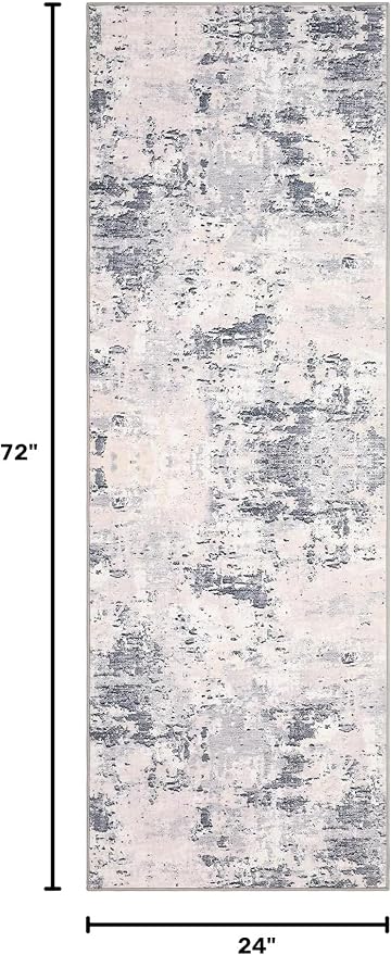 ROYHOME Modern Abstract 2x6 Runner Rug Washable Non Slip Stain Resistant Rug for Hallway Kitchen Bedroom Non Shedding Low Pile Indoor Floor Cover,Grey Taupe