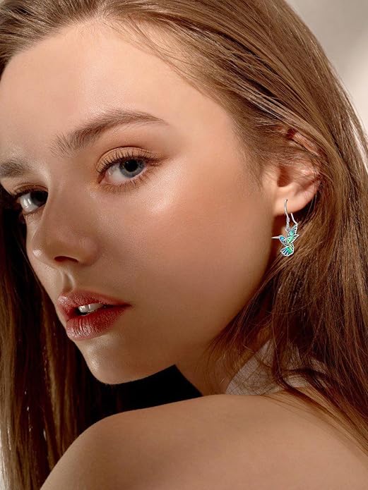 Midari Hummingbird/Butterfly/Lotus Earrings for Women 925 Sterling Silver Abalone Shell Animal Earrings Dangle for Women Abalon Moonstone Jewelry Gifts for Women Mom