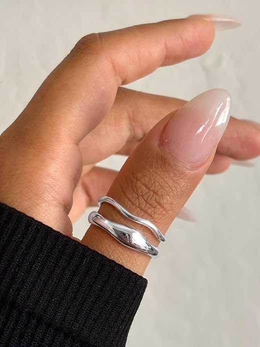 Gold Rings for Women Men Non Tarnish, Waterproof Chunky 14K Gold Plated Dainty Stackable Rings Trendy Statement Pinky Thumb Rings Engagement Eternity Wedding Band Ring Stacking Gold Jewelry Size 3 4 5 6 7 8 9 10 11