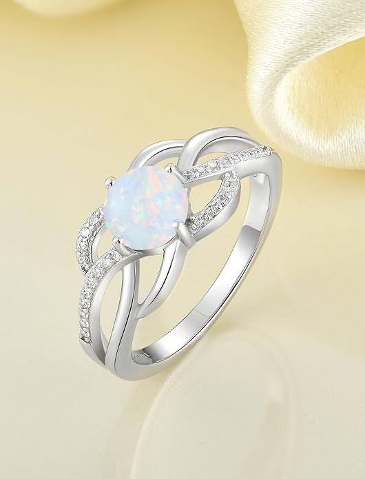 YL Celtic Knot Rings 925 Sterling Silver Twisted Ring Cubic Zirconia Infinity Statement Jewelry for Women