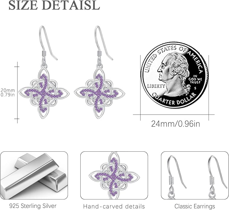 Celtic Knot Earrings 925 Sterling Silver Abalone Drop Dangle Celtic Earrings Gifts for Women