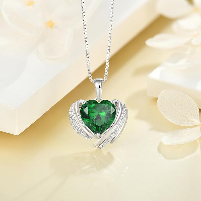 Birthstone Heart Necklace for Women, Infinity Love Heart Birthstone Crystal Charm, 925 Sterling Silver Zirconia Necklace for Mother's Day for your mother and jewelry for your beloved ones on anniversaries
