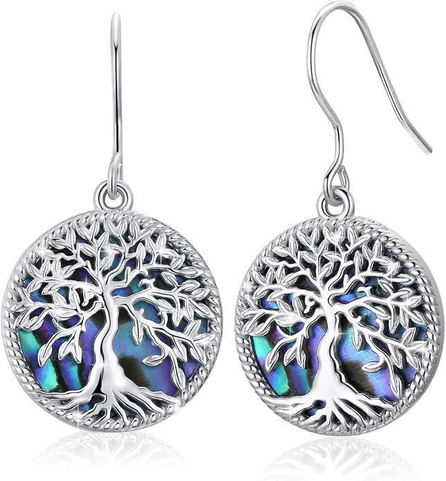Aniu Tree of Life Earrings for Women Turquoise Malachite Teardrop Dangle Earrings for Women Sterling Silver Anniversary Birthday Drop Dangle Earrings Jewelry Gifts