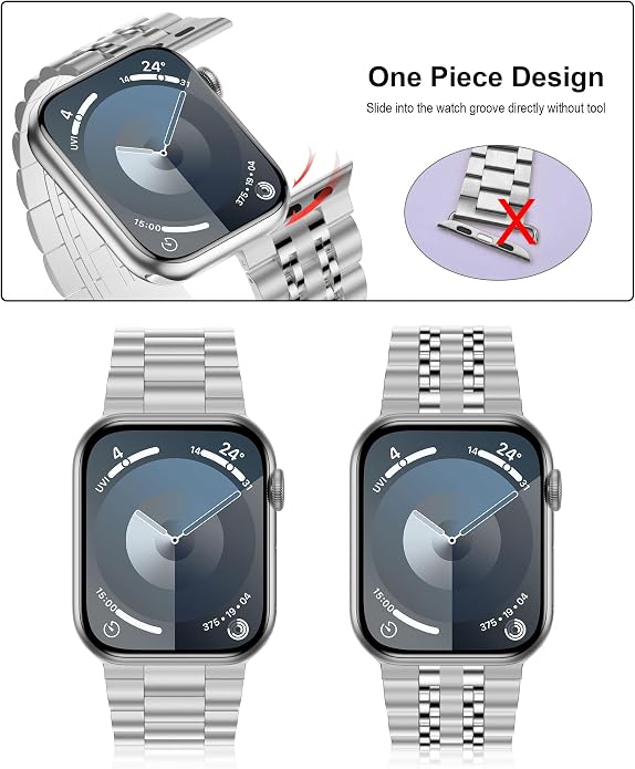 2-Pack Compatible for Apple Watch Band 46mm 42mm Series 11/10, 45mm 41mm Series 9/8/SE 3 Stainless Steel iWatch Ultra 3 Bands Men Women