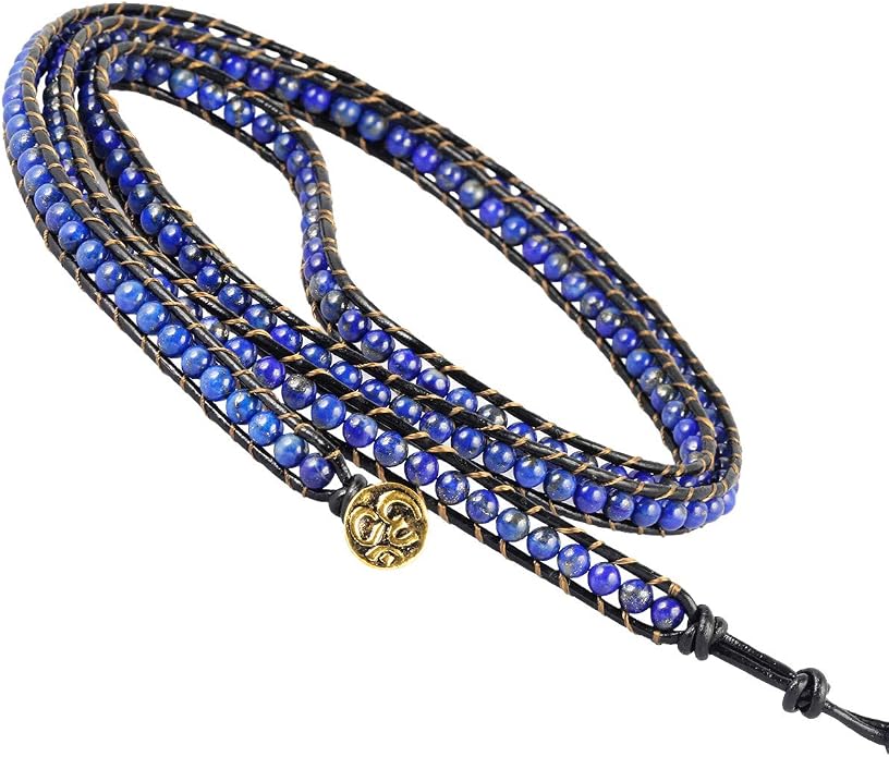 Nupuyai Handmade Leather Beaded Stone Wraps Bracelet Collection for Unisex