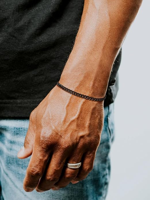 U7 Link Bracelets for Men, Cuban Link/Rope/Watch Band Solid Bracelet, Silver Black Gold Color Wrist Bracelet 3/6/9/12/15mm Width, 6.5/7.5/8.3 Inch Length, Hand Chain Jewelry for Mens Women