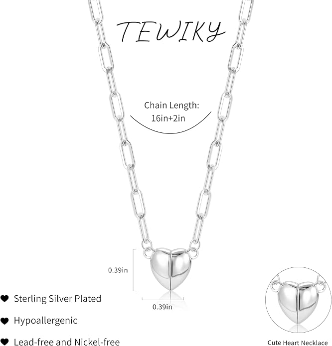 Tewiky Cute Heart Necklace Tiny 14k Gold Heart Pendant Choker Necklaces Small Gold Love Open Heart Chain Necklace for Women Dainty Gold Necklace Gifts for Her