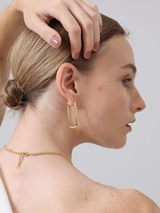 FRUMOS 18K Gold Plated Chunky Hoop Earrings for Women Fashion Thick Gold Hoops Set Jewelry for Birthday Christmas Gifts