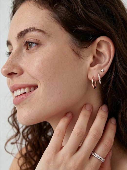 ChicSilver 925 Sterling Silver Huggie Hoop Earrings Small Hoop Earrings for Women Hypoallergenic Silver Huggie Earring Cartilage Earrings for Women (6/8/10/12/14/16/18/20MM)