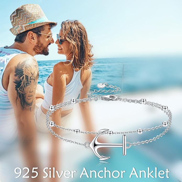 Heart/Starfish/Pineapple/Anchor/Sea Turtle/Butterfly/Celtic/Whale Tail bracelet Anklets for Women 925 Sterling Silver Anklets Jewelry for Women