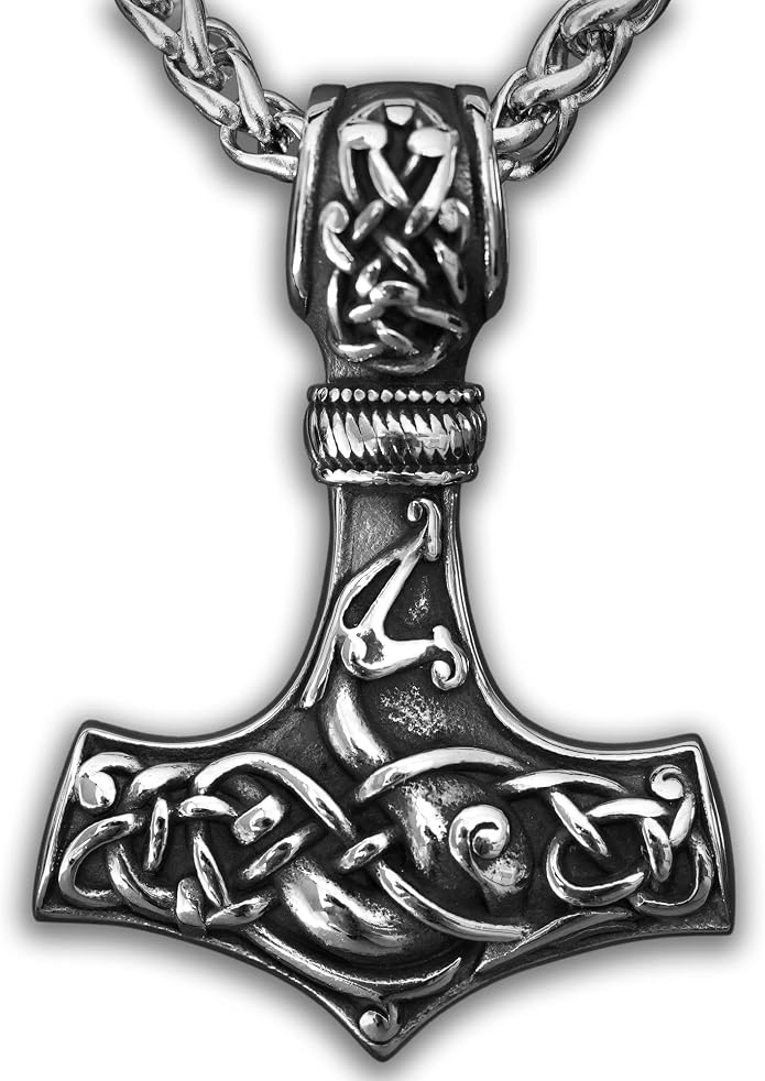Baldur Jewelry - Thors Hammer Necklace Pendant Mjölnir - Viking Norse Thor Hammer Pendant Viking Jewelry - Thor Necklace - Thor Gifts for Men - Viking Necklace for Men