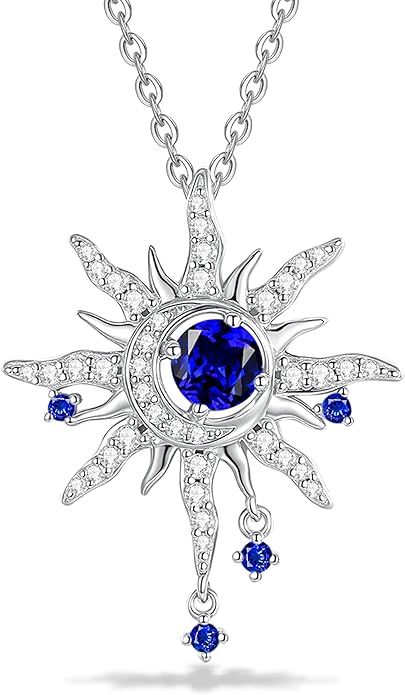 FANCIME Soluna Nexus Necklace for Women Sterling Silver Moon Jewelry Sun Pendant Fine Jewelry Gemstone Birthday Mothers Day Gifts for Wife