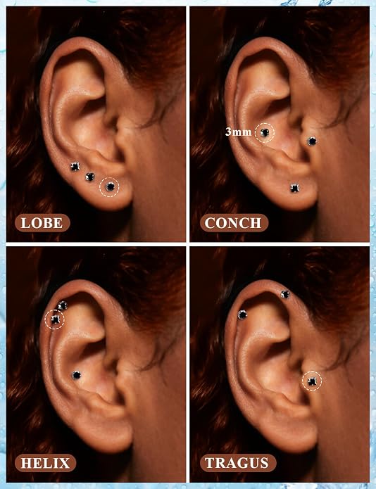 20G 18G 16G Astm F136 Titanium Internal Thread Flat Back Earrings Nose Studs Tragus Helix Conch Cartilage Lobe Earrings Medusa Labret Snake Bite Monroe Lip Ring Piercing Jewelry For Women Men