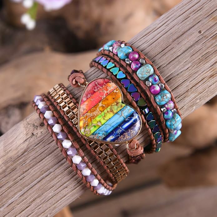YGLINE Natural Stone Bracelet 3 Wraps Bracelet Handmade Boho Bracelet for Women Bracelet
