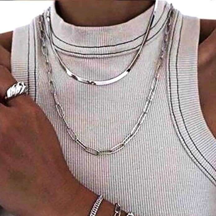 Gold Herringbone Necklace For Women - Rope Chork,Flat Snake Chain Necklaces in 18K Gold & White Gold Plated Tone - Simple Daily Jewelry-Tarnish Free-16-18in