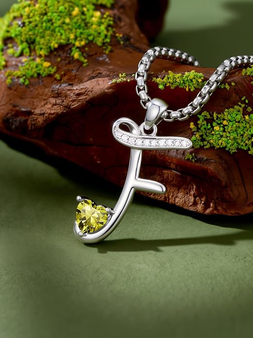 Birthday Gifts for Women Alphabet A to Z Initial Birthstone Pendant Necklaces for Women - 18k White Gold Plated Personalized Name Jewelry Anniversary Graduation Gifts for Wife Her Daughter Girlfriend(with Gift Box)
