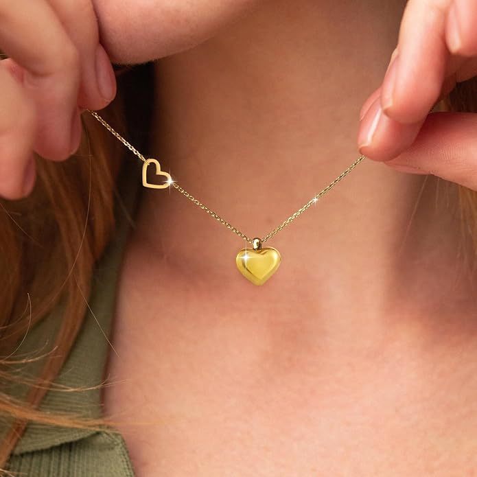 Dainty Love Heart Pendant Necklace Crystal Love Heart Charm Choker Silver Gold Plated Necklace Birthstone Jewelry for Women Trendy Daily Jewelry Accessories Stuff Birthday Gifts