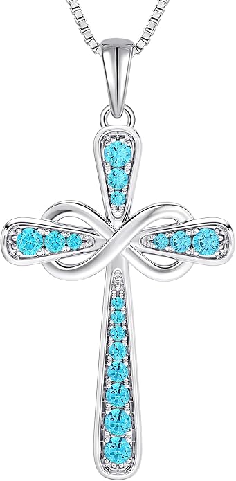 YL 925 Sterling Silver Cross Necklace for Women Halo Infinity Pendant Cubic Zirconia Jewelry for Mom
