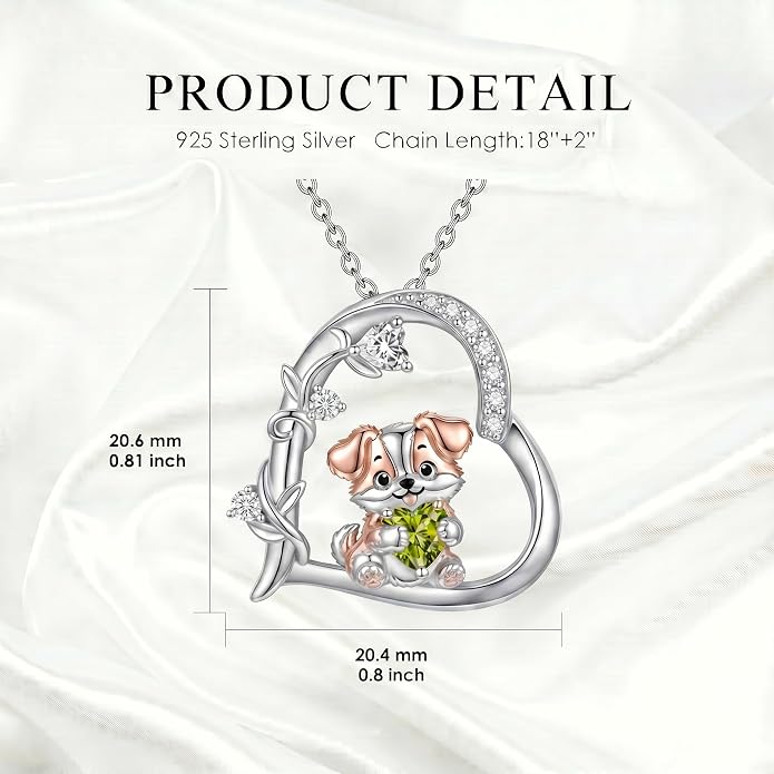 PELOVNY Teddy Bear Necklace for Women 925 Sterling Silver Bear/Highland Cow/Fox/Cat/Axolotl Birthstone Necklace Christmas Birthday Jewelry Gifts for Mom Daughter Wife Sister