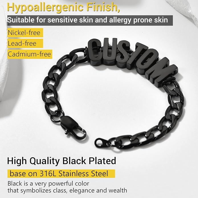 PROSTEEL Silver/Gold/Black Bracelets for Men Figaro Cuban Link, 6mm-13mm Width, 7.5"/8.3"/9" Length, Stainless Steel Mens Bracelet Jewelry with Gift Box