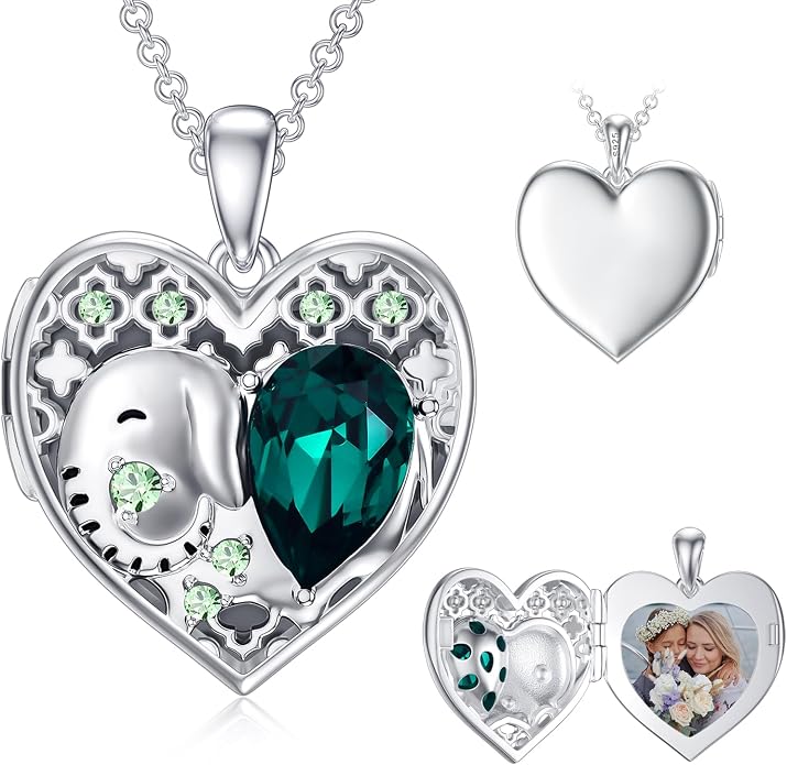 Dorunmo Personalized Locket Necklace 925 Sterling Silver that Holds Pictures Butterfly Birthstone Photo Heart Locket Custom Jewelry Congratulations New Beginnings New Job Gifts for Women
