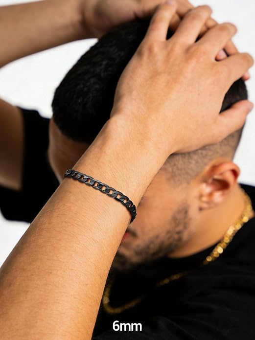 PROSTEEL Silver/Gold/Black Bracelets for Men Figaro Cuban Link, 6mm-13mm Width, 7.5"/8.3"/9" Length, Stainless Steel Mens Bracelet Jewelry with Gift Box