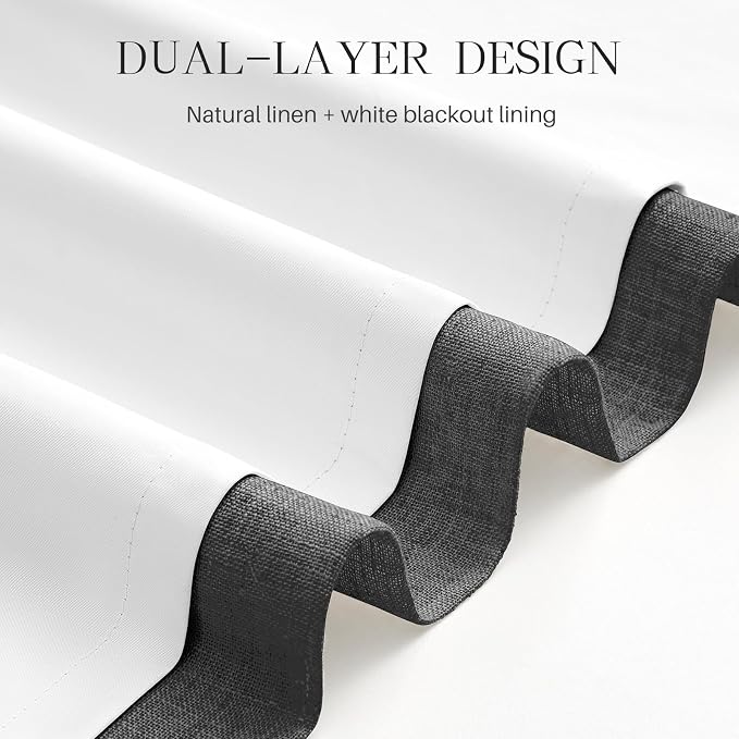 Pinch Pleated Curtains 100% Blackout Linen Curtains 95 Inches Long for Bedroom Living Room, Dark Gray Memory Trained Thermal Insulated Room Darkening Window Drapes with Hooks 2 Panels 40"Wx95"L