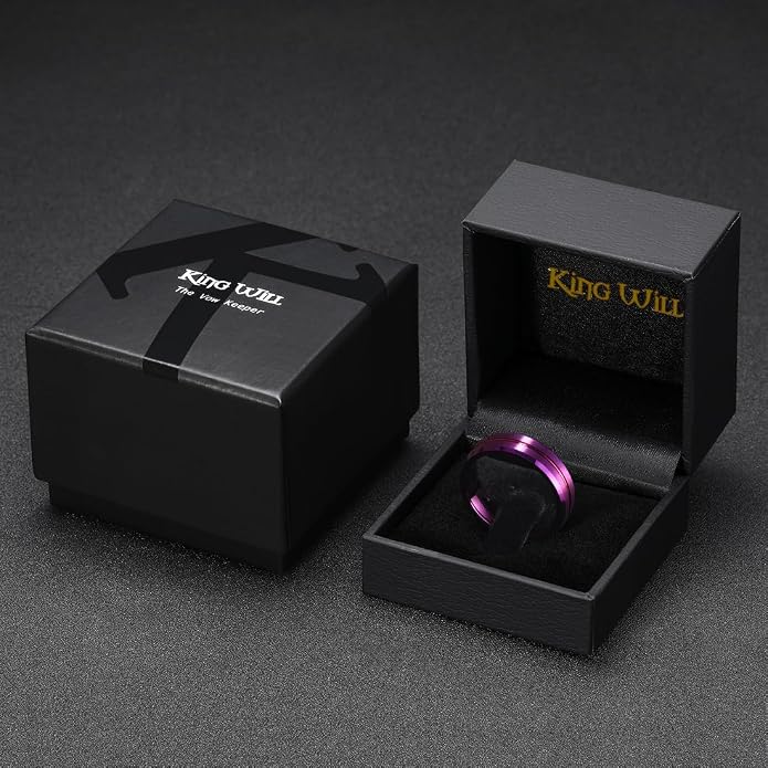 King Will Tungsten Carbide Wedding Band for Men Women-6/8/10mm Width Multicolor Available with Grooved Center Wedding Ring Suitable for Work, Gym Comfort Fit Size 4-16