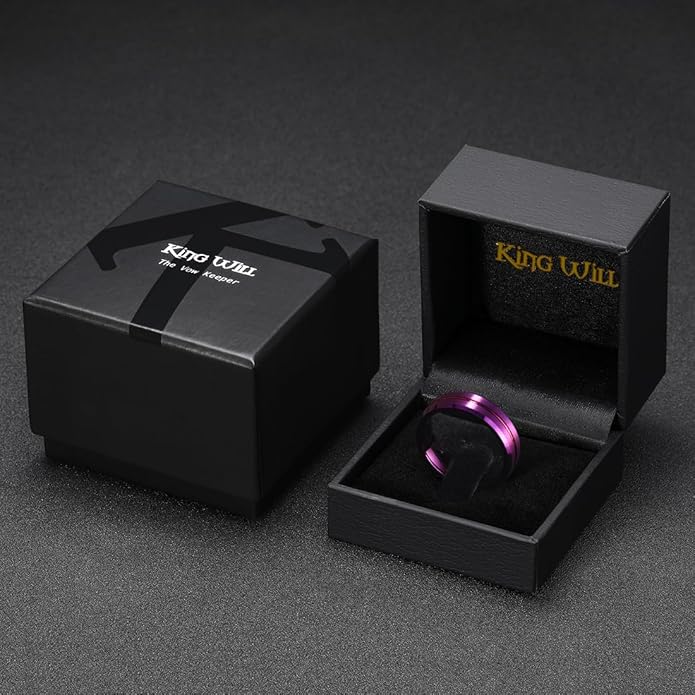 King Will Tungsten Carbide Wedding Band for Men Women-6/8/10mm Width Multicolor Available with Grooved Center Wedding Ring Suitable for Work, Gym Comfort Fit Size 4-16