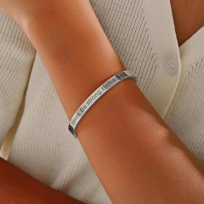 Inspirational Christian Bracelet for Women, Oval Engraved Bible Verse Love Bangle Cuff, Faith Scripture Jewelry, Religious Encouragement Gift for Mom Daughter Sister Friend