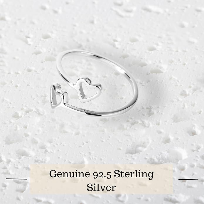 18k Gold Plated Simple Minimalist Heart Adjustable Stackable Halo Ring Band for Women Valentines Day Gifts for Her Comes with a Gift Box