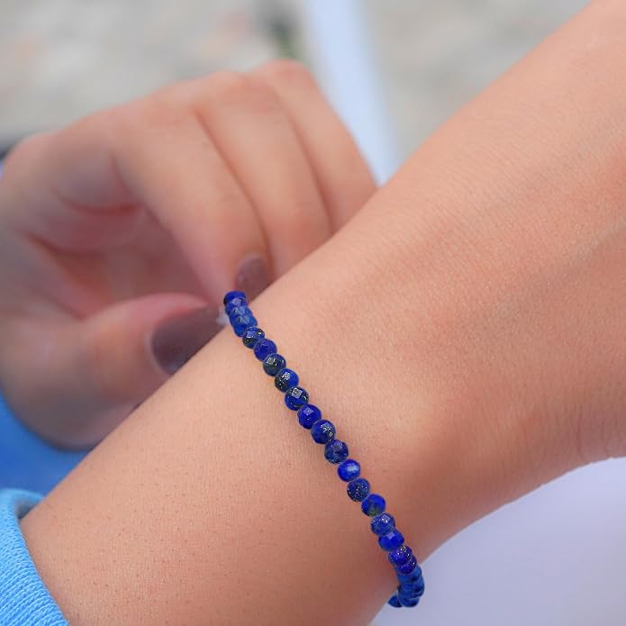 Faceted Bracelet for Women, Certified 925 Sterling Silver with 18K Gold Vermeil Healing Crystal Bracelets for Women - Crystals and Healing Stone Bracelet Women Jewelry for Gift