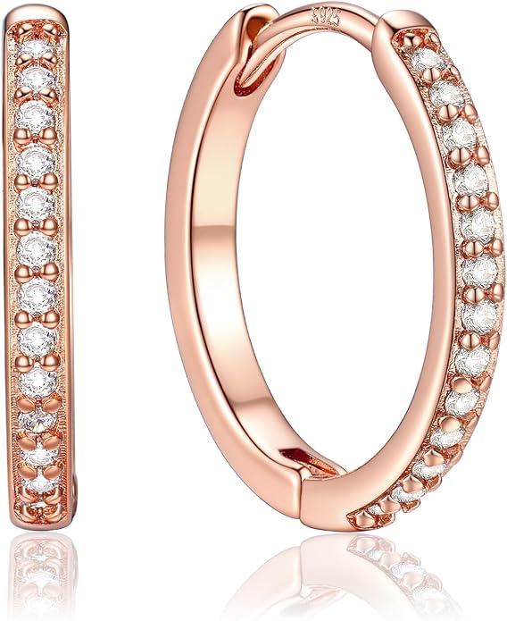 PROSTEEL Hoop Earrings for Women, Huggie Hoop with 925 Sterling Silver Post, 8/10/12/14/16/18/20mm Small Huggie Hoops, 14K Gold Plated/Silver/Black/Rose Gold Hypoallergenic Earrings Jewelry