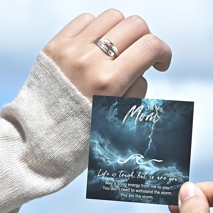 BEILIN 925 Sterling Silver Inspirational Jewelry Rings Adjustable Ring Personality Encouragement Gift for Teens Women
