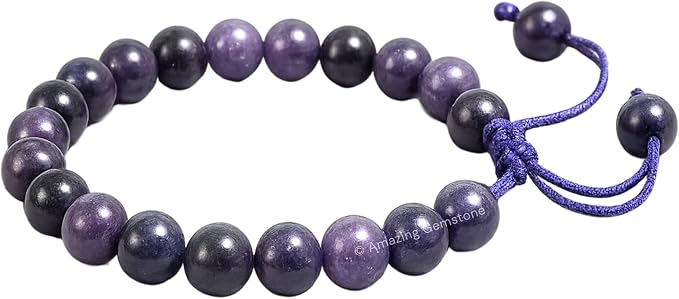 Amazing Gemstone Lepidolite Bracelet for Women Men's Gifts - Protection Healing Crystal Bracelet - 8mm Gemstones Beaded Adjustable Bracelet Pulseras para Hombres Mujer Stocking Stuffers