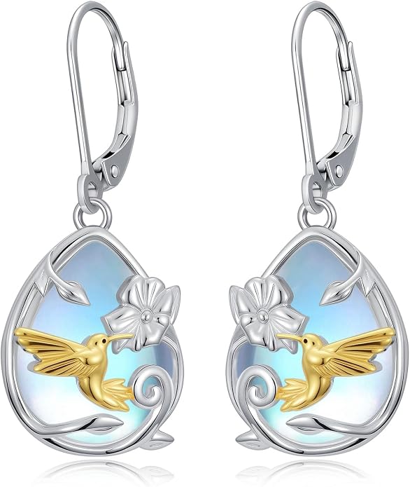 Dorunmo Moonstone Dangle Drop Earrings s925 Sterling Silver Leverback Earrings Filigree Moonstone Jewelry Birthday Gifts for Women