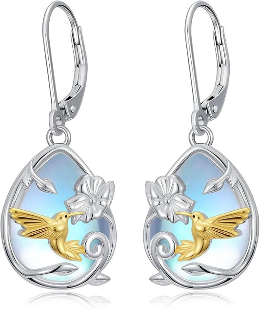 Dorunmo Moonstone Dangle Drop Earrings s925 Sterling Silver Leverback Earrings Filigree Moonstone Jewelry Birthday Gifts for Women