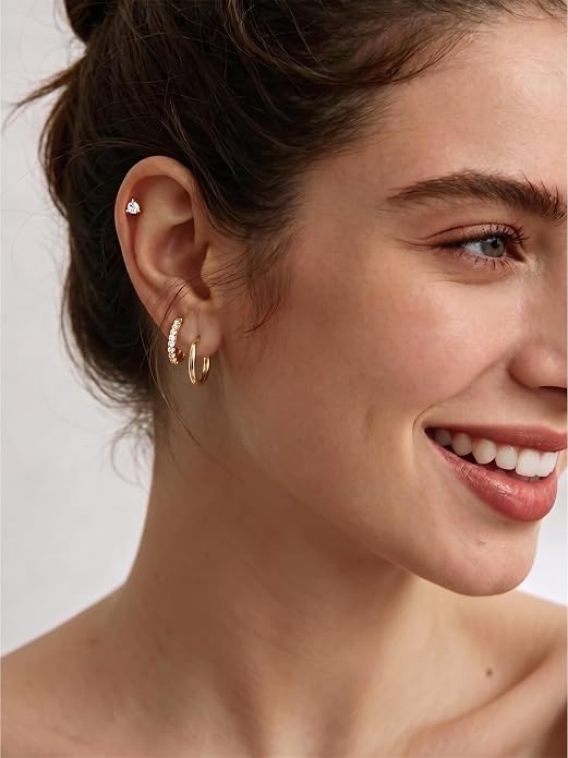 ChicSilver 925 Sterling Silver Huggie Hoop Earrings Small Hoop Earrings for Women Hypoallergenic Silver Huggie Earring Cartilage Earrings for Women (6/8/10/12/14/16/18/20MM)