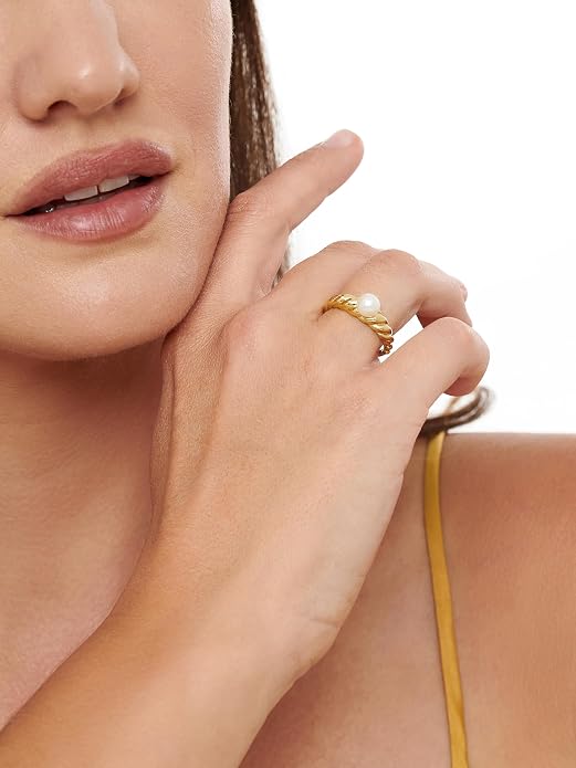 DEVATA Gold or Rhodium Plated Sterling Silver 925 – Eternity, Band Ring for Women – Heart, Knot, Clover, Infinity, Mariner, Cable, Curb, Cuban, Figaro, Daisy, Rope, Ribbed, Dome