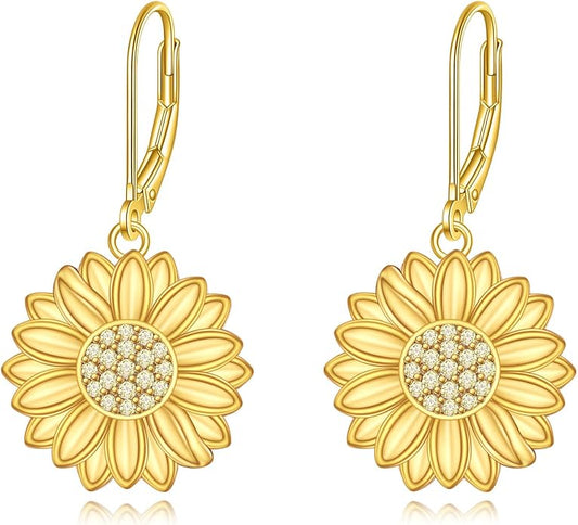 CRMAD Hummingbird/Bee/Leaves/Sunflower/Daisy/Dragonfly/Rose/Lotus Flower Sterling Silver Filigree Teardrop Earrings Abalone Shell Jewelry for Women