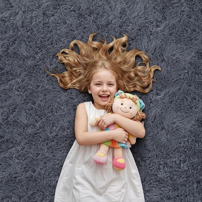Area Rugs 9x12 Living Room Bedroom: Soft Fluffy Shag Rugs Upgrade Non-Slip High Pile Carpet Large Fuzzy Plush Indoor Floor Shaggy Carpets for Nursery Kid Playroom Office Dorms Home Decor Grey