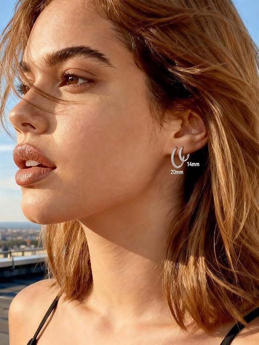 FaithHeart 925 Sterling Silver Post Huggie Hoop Earrings for Women, Silver Small Hoop Earring, Hypoallergenic Cartilage Earrings for Women
