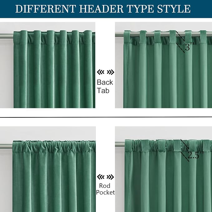 PRIMROSE Velvet Curtains 84 inch Long for Living Room,Set of 2 Panels Turquoise Aqua Blackout Rod Pocket Back Tab Window Treatment Room Darkening Heavy Decorative Curtains Drapes for Bedroom