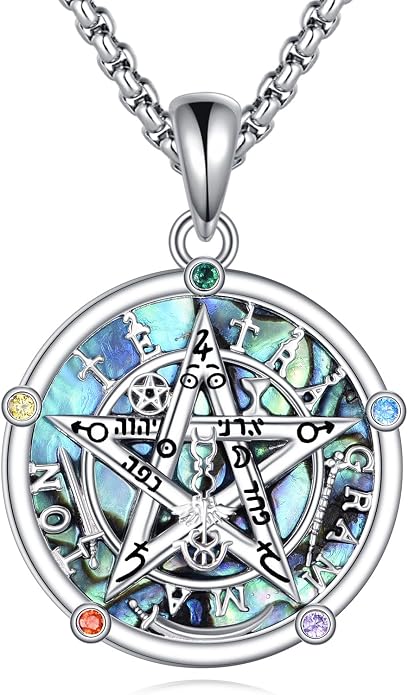 Birthstone Pentagram Necklace for Women 925 Sterling Silver Pentacle Daisy Pendant Pentacle Jewelry Birthday Gifts